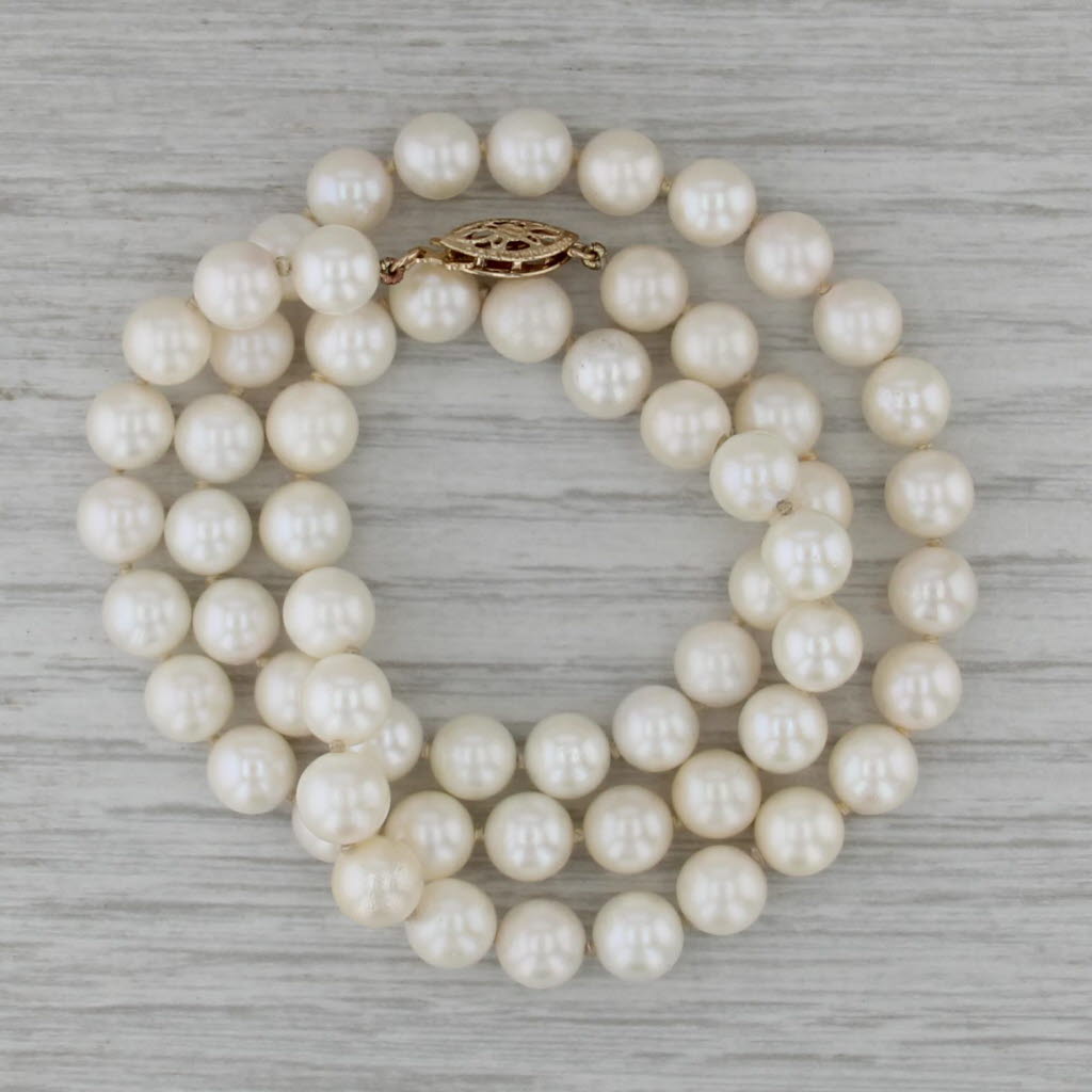 6.5-7mm Cultured Pearl Single Strand Necklace 14k Yellow Gold 18"