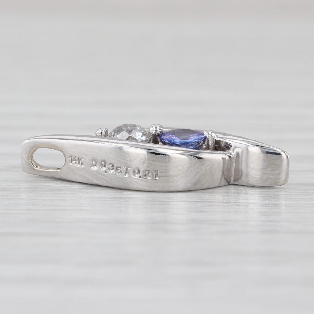 0.55ctw Diamond Tanzanite Floating Drop Pendant 14k White Gold