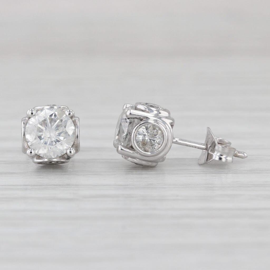 1.80ctw Diamond Stud Earrings 14k White Gold Studs