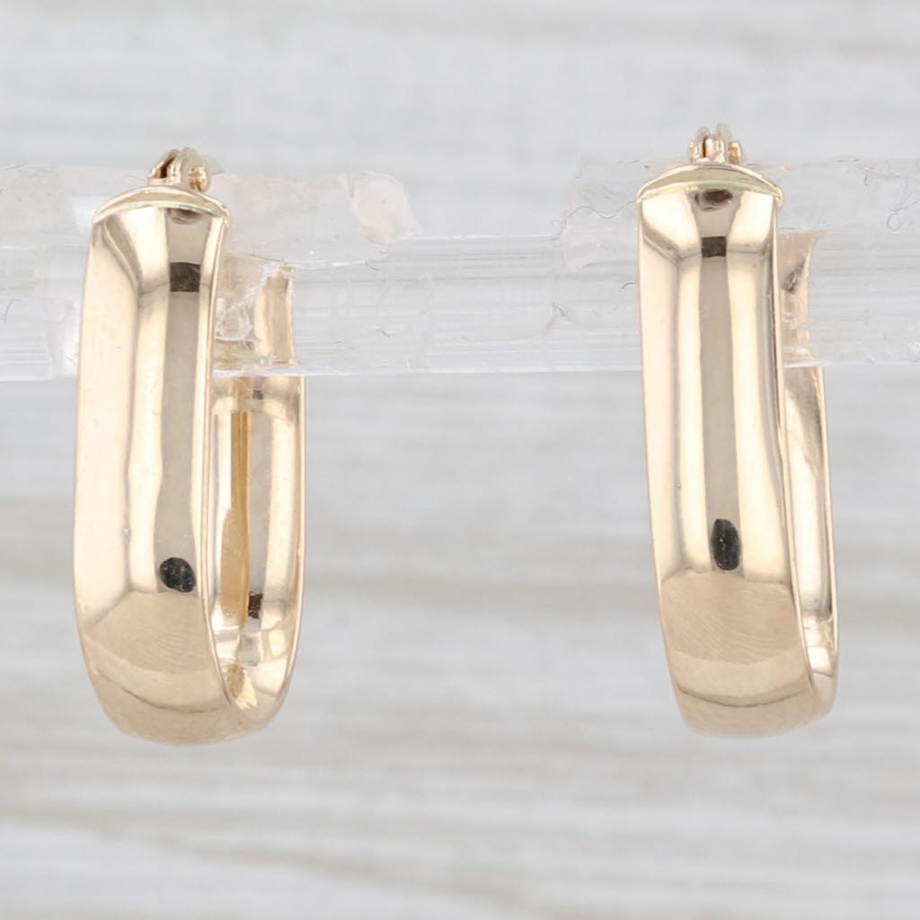 Light Gray New Oval Hoop Earrings 14k Yellow Gold Snap Top Posts Small Hoops