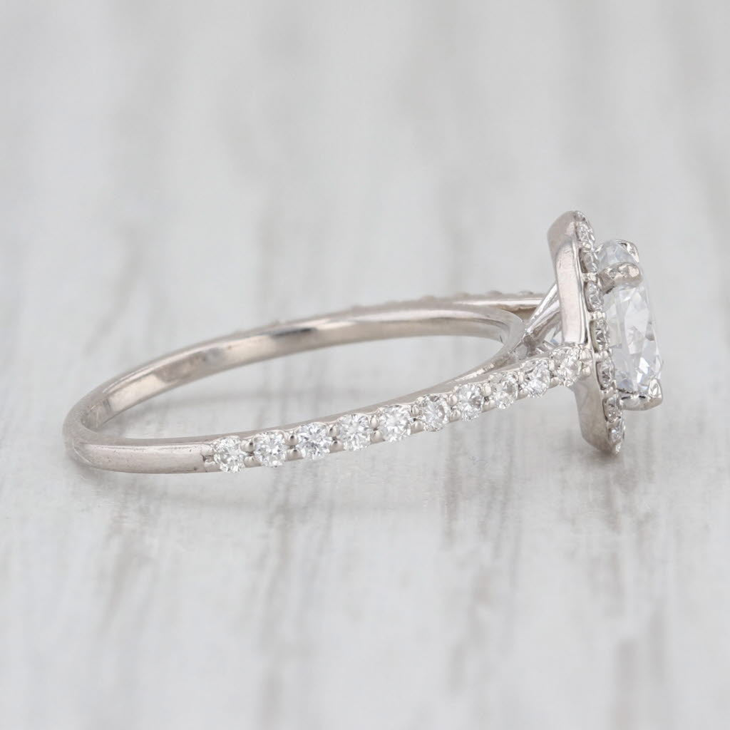 1.39ctw Lab Grown Diamond Halo Engagement Ring 14k White Gold Size 6 IGI