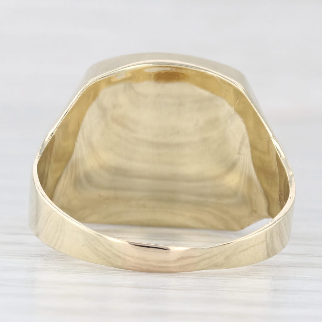 Light Gray Onyx Diamond Signet Ring 10k Yellow Gold Size 12.25 Vintage Men's