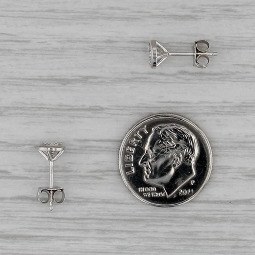 New 0.60ctw Round Brilliant Diamond Solitaire Stud Earrings 14k White Gold Studs