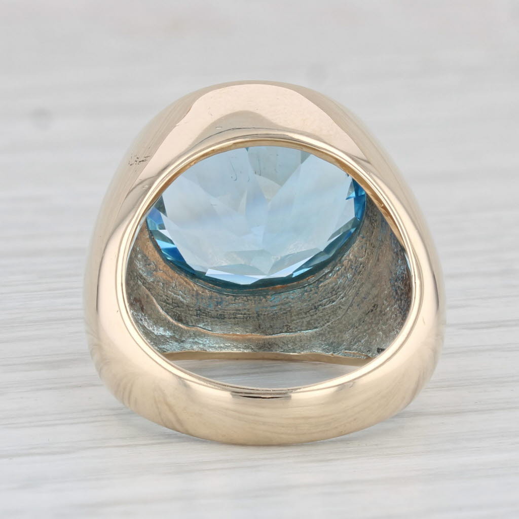 Light Gray 12.15ct Round Blue Topaz Solitaire Ring 10k Yellow Gold Size 6.25