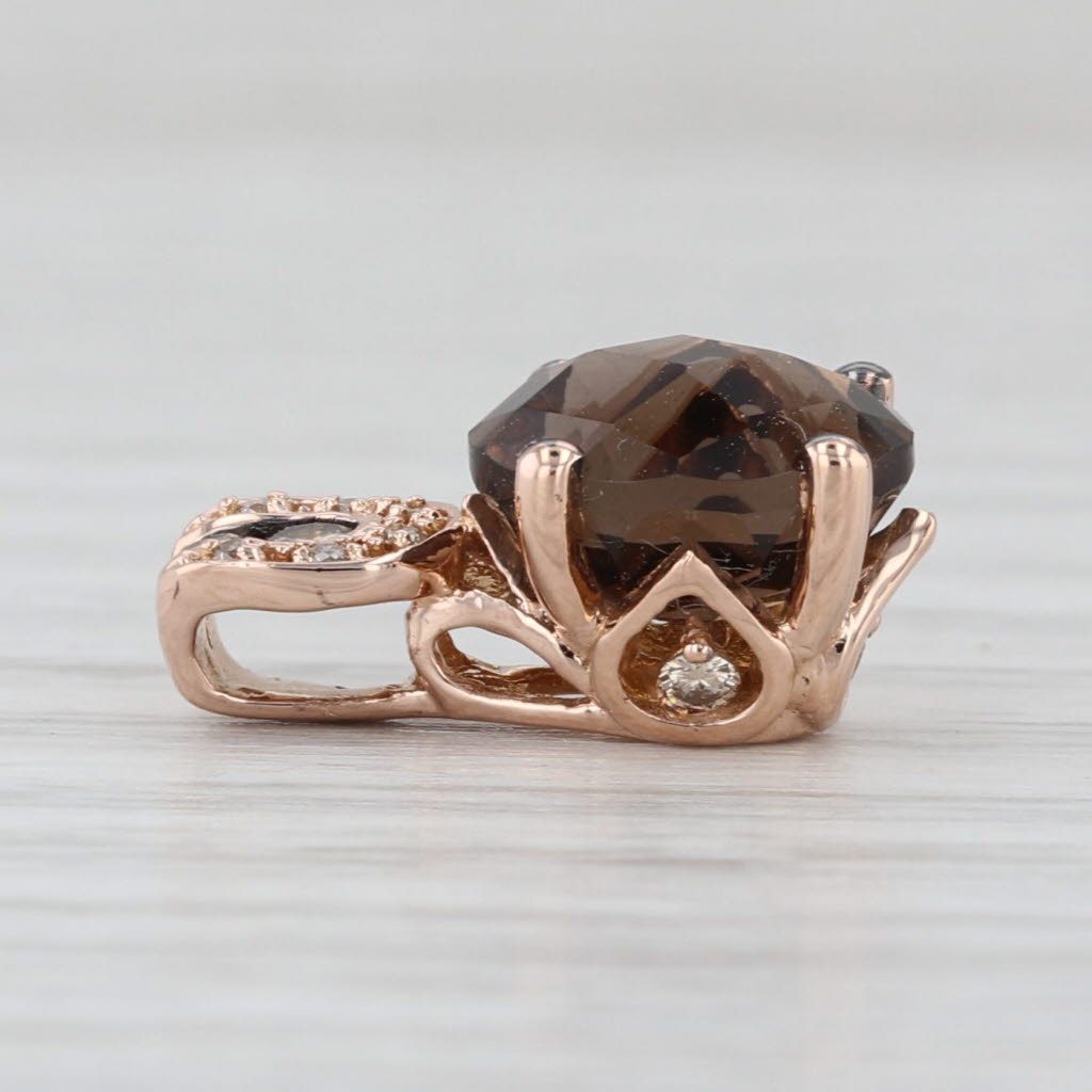 Le Vian 2.13ctw Smoky Quartz Champagne Diamond Pendant 14k Rose Gold Small Drop