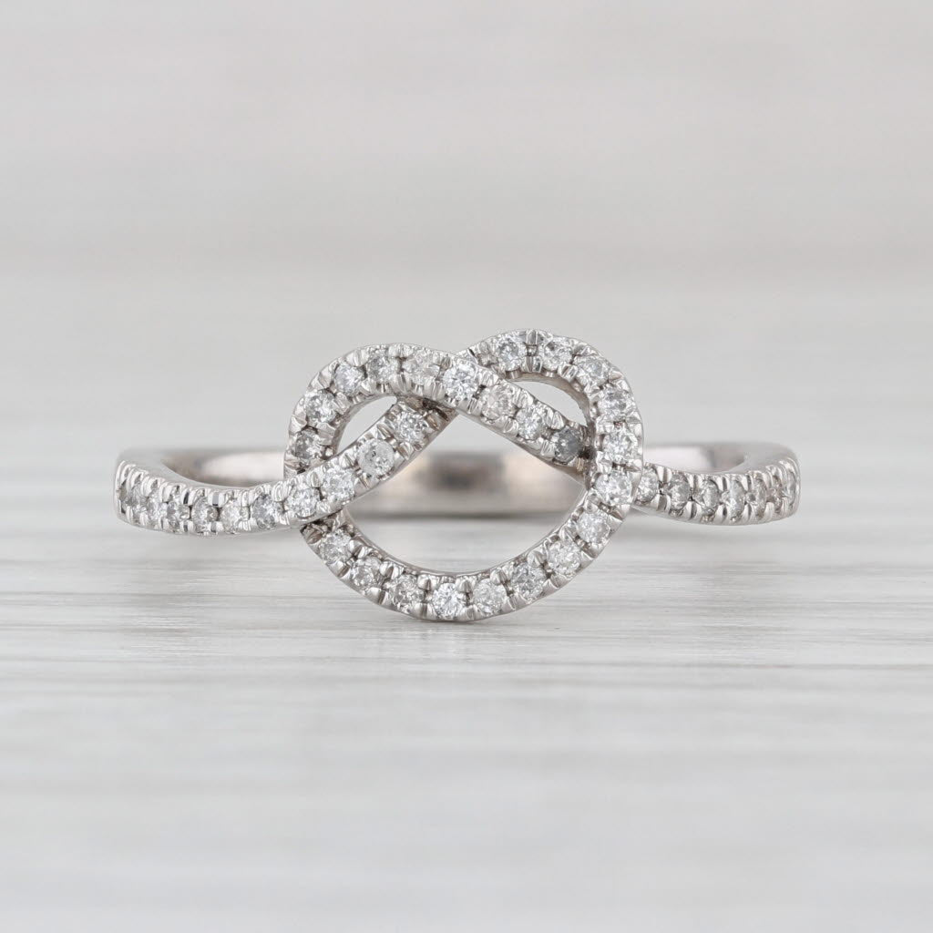0.25ctw Diamond Preztle Knot Ring 10k White Gold Size 7.5
