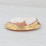 Vintage Carved Shell Cameo Brooch 10k Yellow Gold Pendant Pin