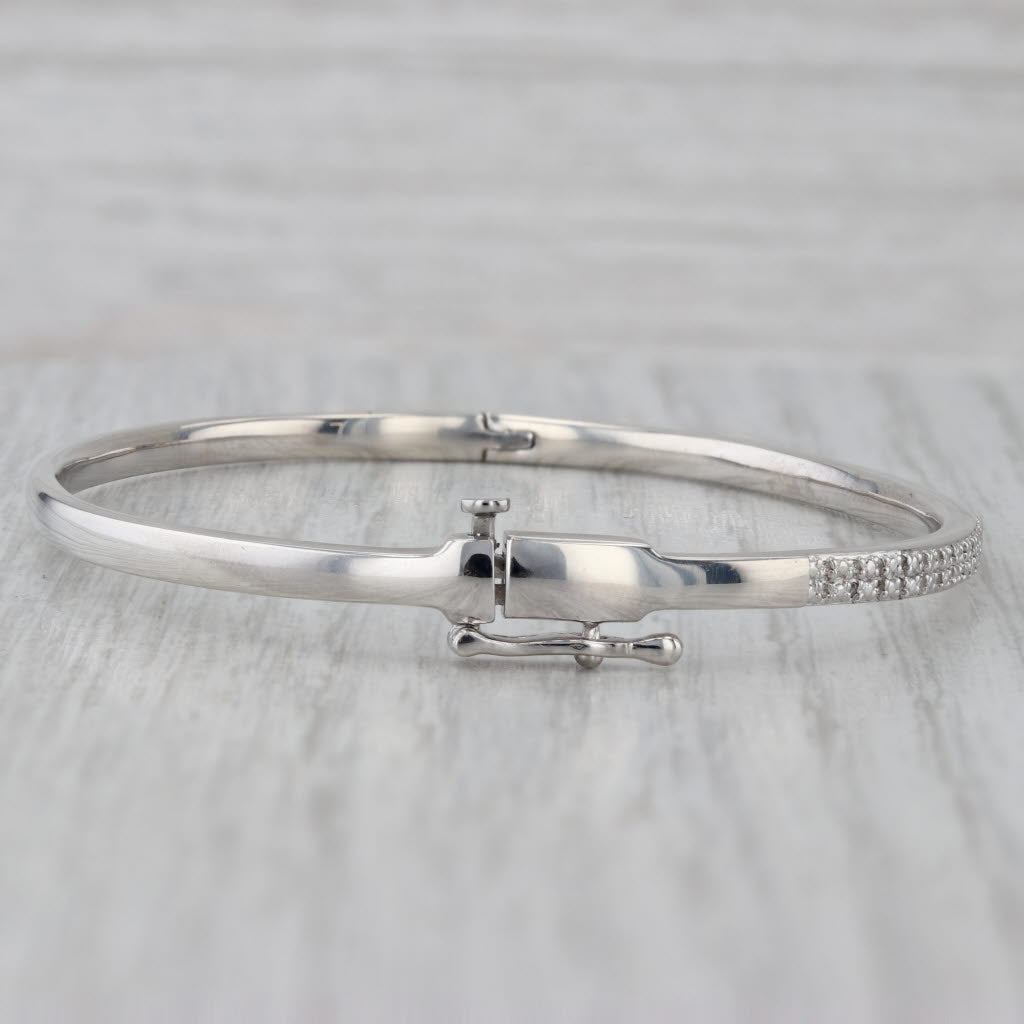 Gray 0.18ctw Diamond Bangle Bracelet Sterling Silver 7" 2.8mm