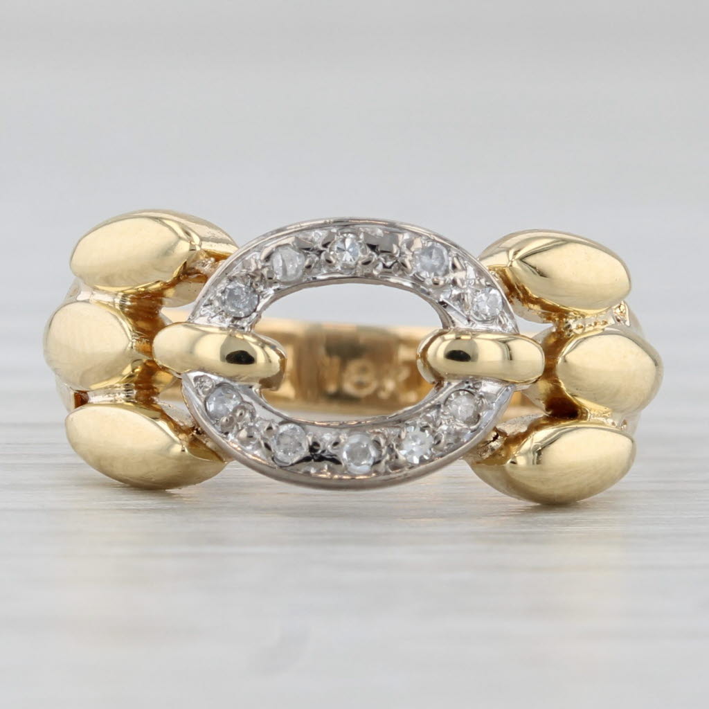 Diamond Oval Ring 18k Yellow Gold Size 6