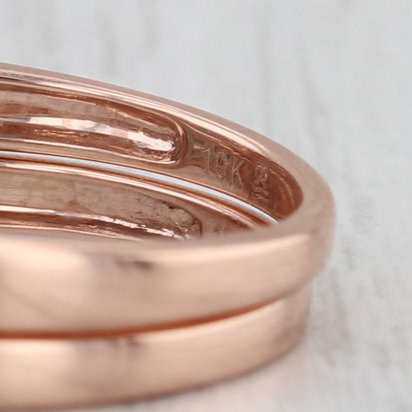 0.80ctw Diamond Cluster Engagement Ring Wedding Band Bridal Set 10k Rose Gold