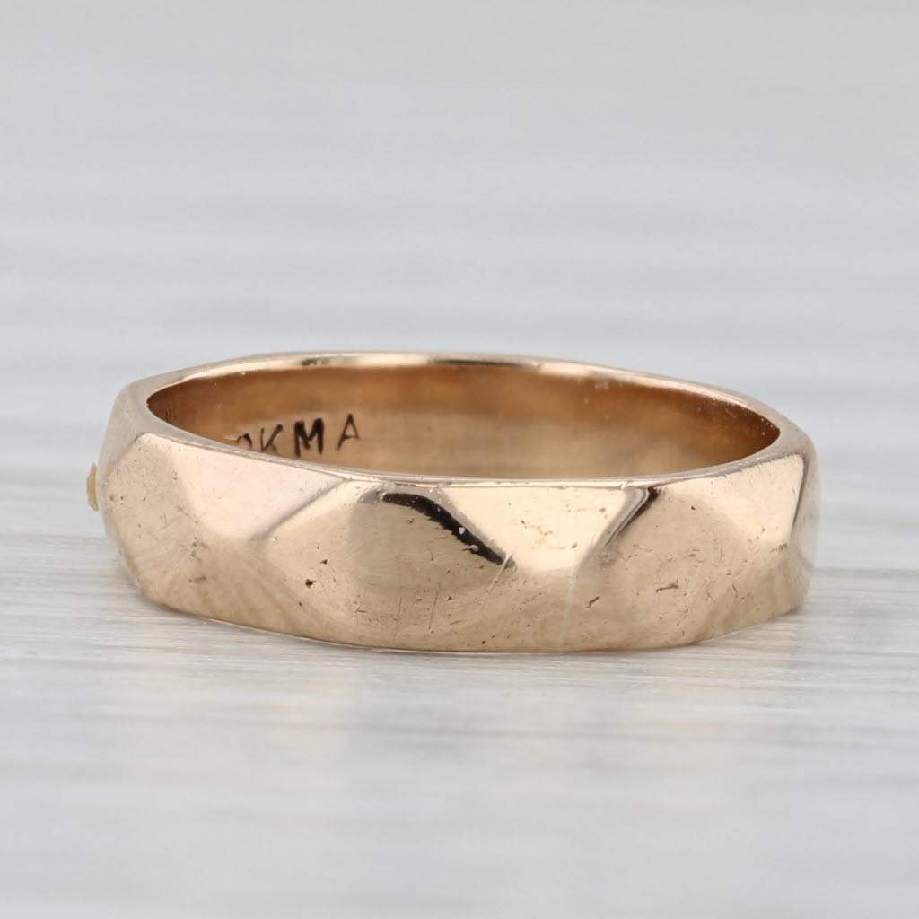 Light Gray Beveled Baby Ring 10k Yellow Gold Small Size Band Vintage