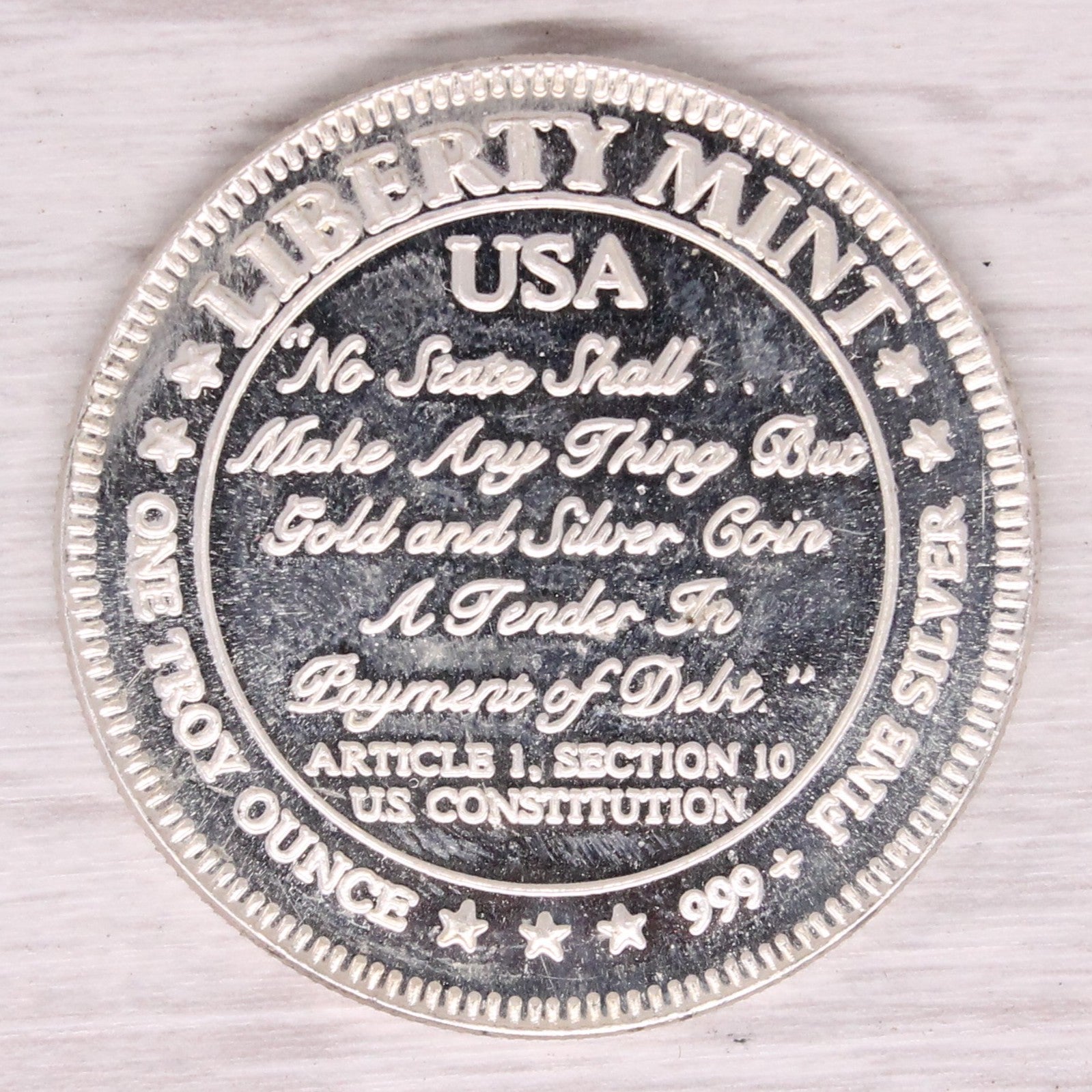 1986 1oz Liberty Mint .999 Silver Bullion Round Liberty Bell US Constitution