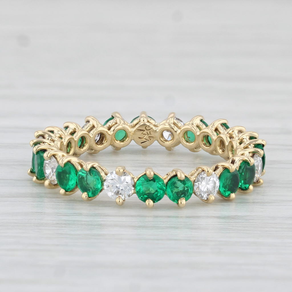 Light Gray 1.80ctw Emerald Diamond Eternity Band 18k Yellow Gold Size 5.75 Ring Kurt Wayne