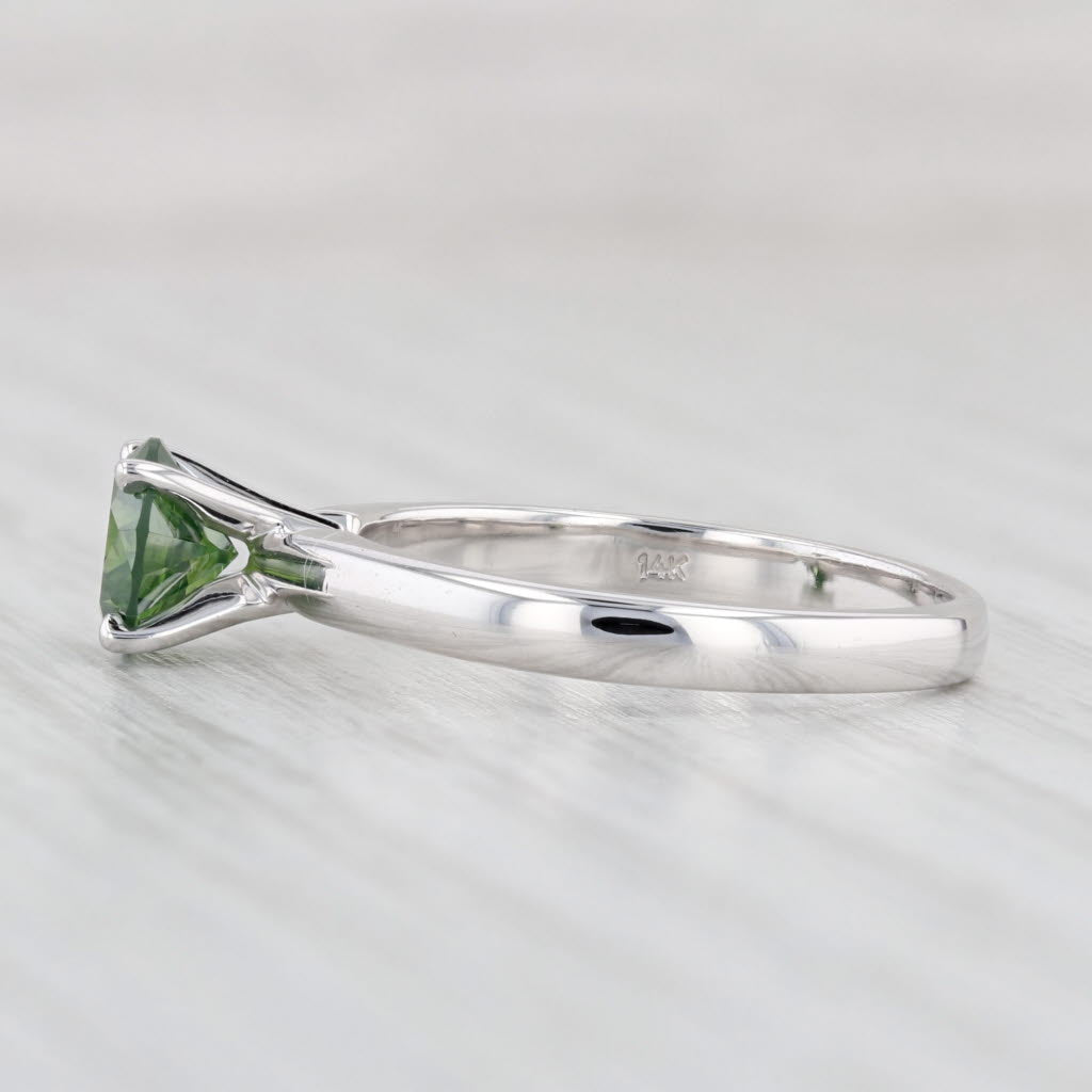 Light Gray 0.95ct Green Diamond Ring 14k White Gold Size 7 Round Solitaire