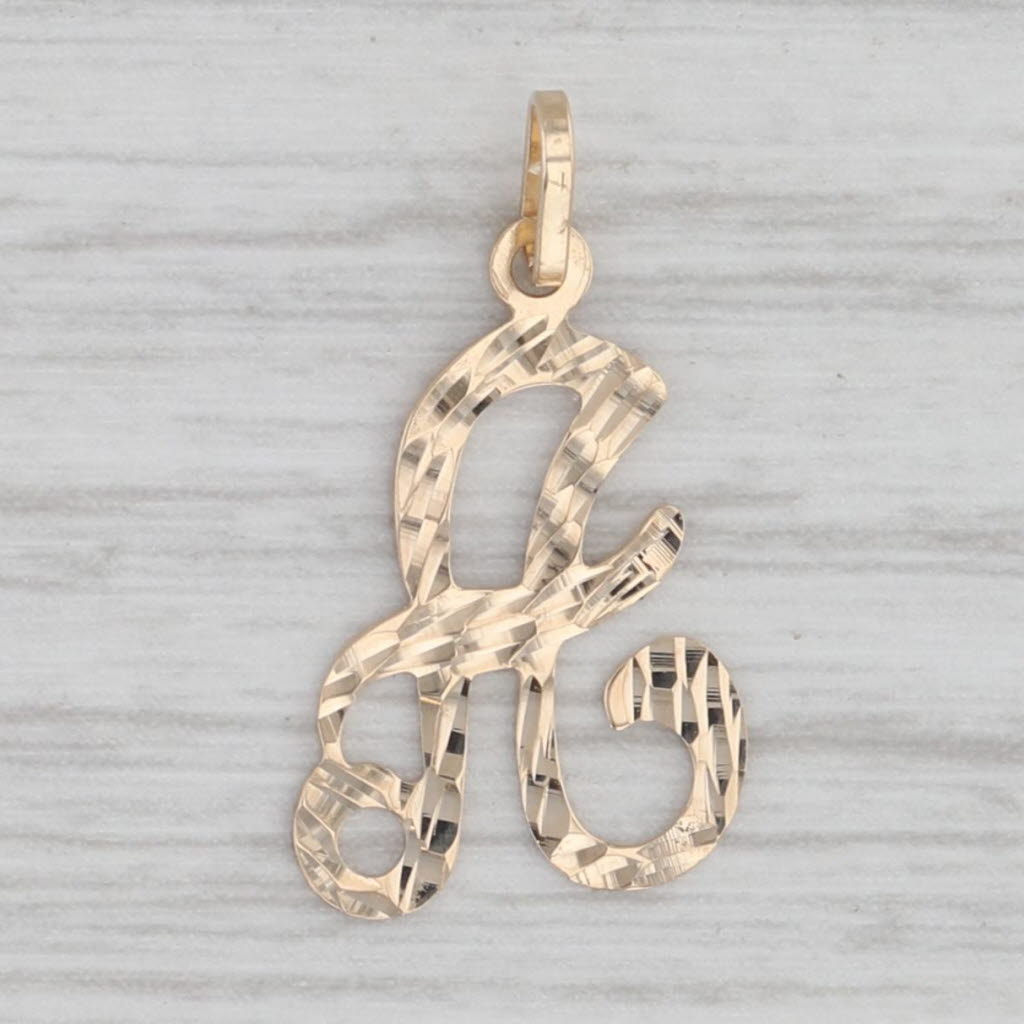 Gray Letter Initial A Pendant 14k Yellow Gold Charm