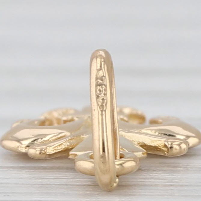 Fleur De Lis Charm 18k Yellow Gold French Small Drop Pendant