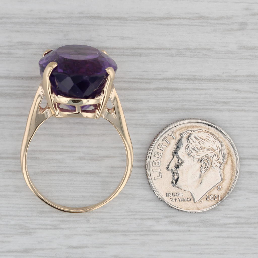 Gray 18ct Oval Amethyst Solitaire Ring 14k Yellow Gold Size 9 Cocktail