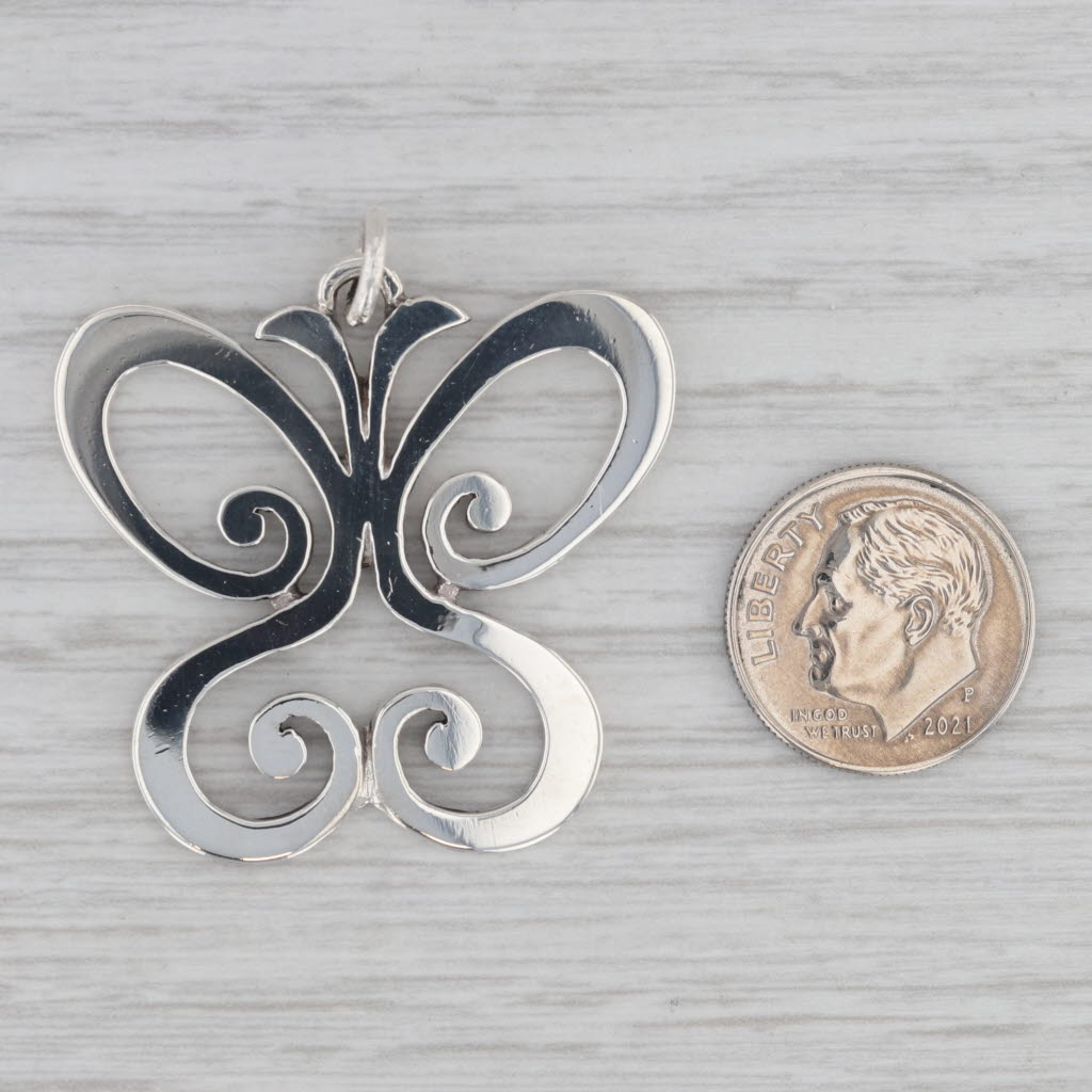 Gray James Avery Butterfly Pendant Sterling Silver Large Statement Charm