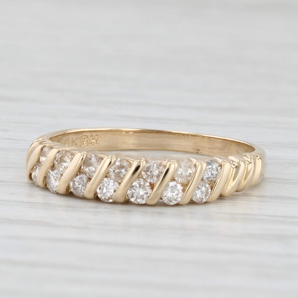 Light Gray 0.30ctw Diamond Stackable Ring 14k Yellow Gold Size 5.5 Wedding Band