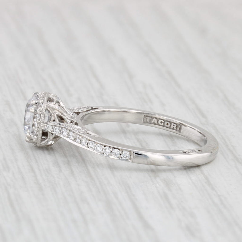 Light Gray New Tacori Semi Mount Halo Engagement Ring 18k White Gold Diamond Certificate
