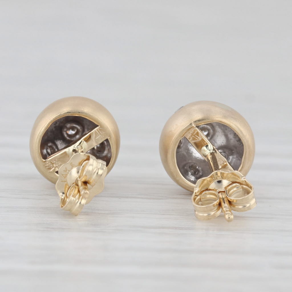 Light Gray 0.20ctw Diamond Dots Stud Earrings Brushed 14k Yellow Gold