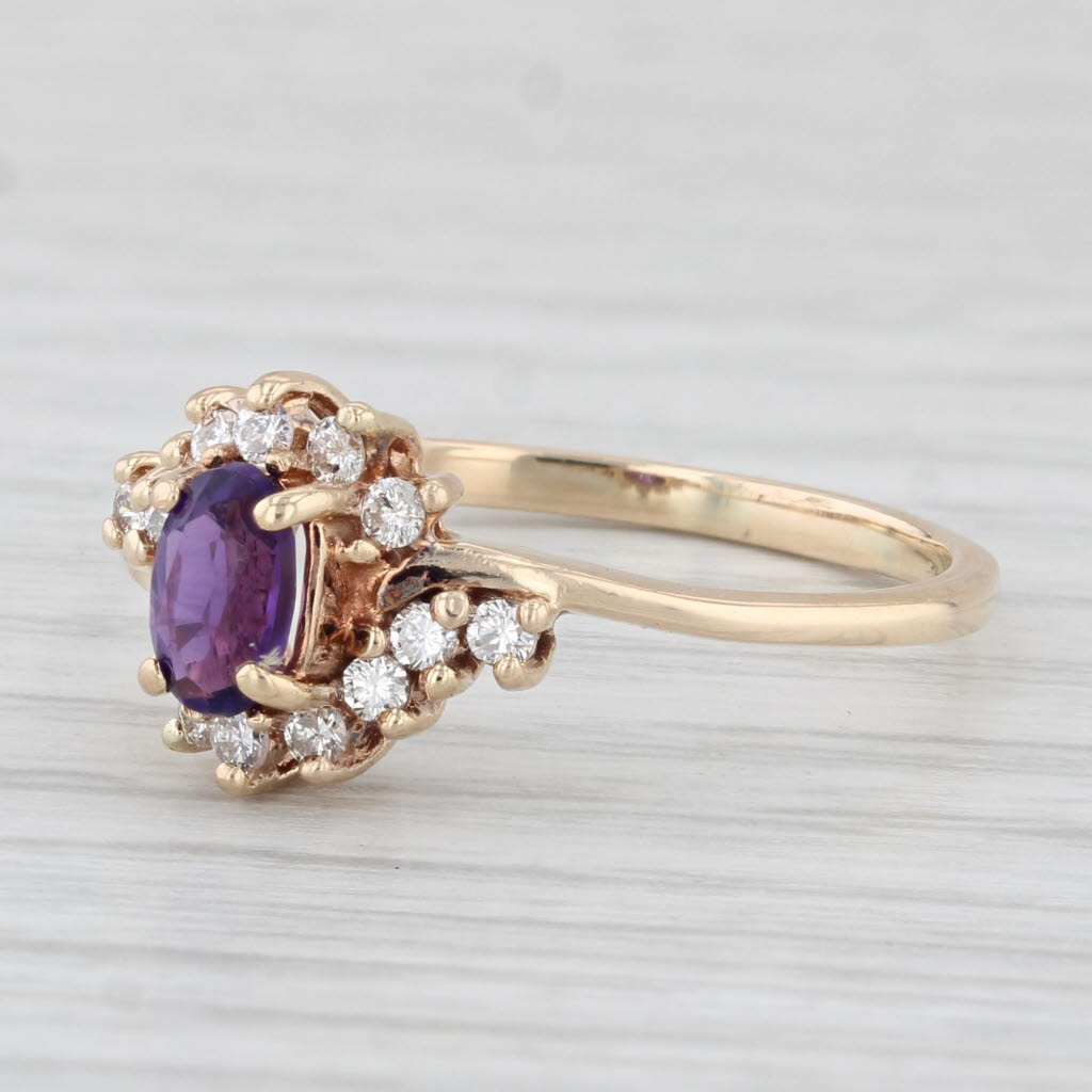 Light Gray 0.60ctw Oval Amethyst Diamond Ring 10k Yellow Gold Size 9.25