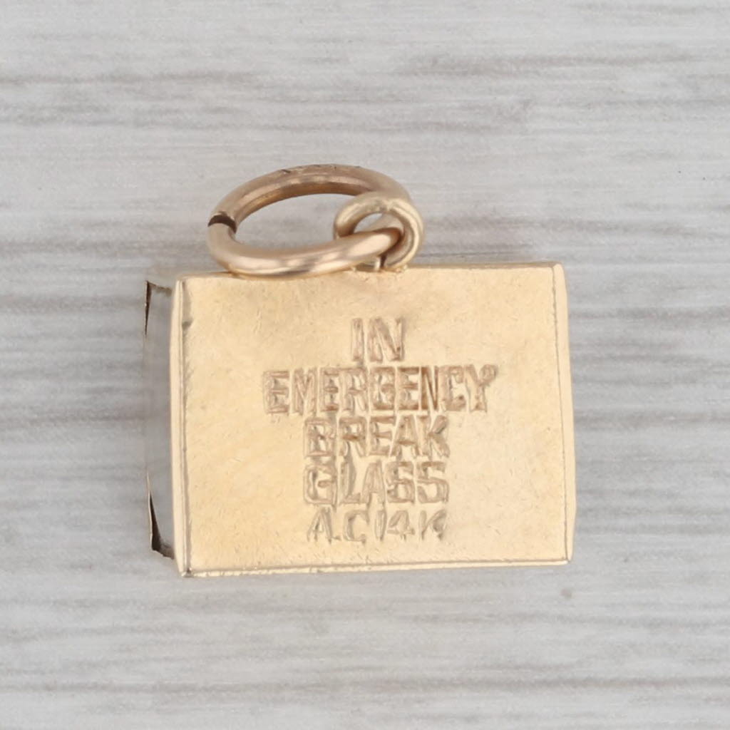 Gray Vintage Emergency Fund 1 Dollar Charm 14k Yellow Gold Pendant