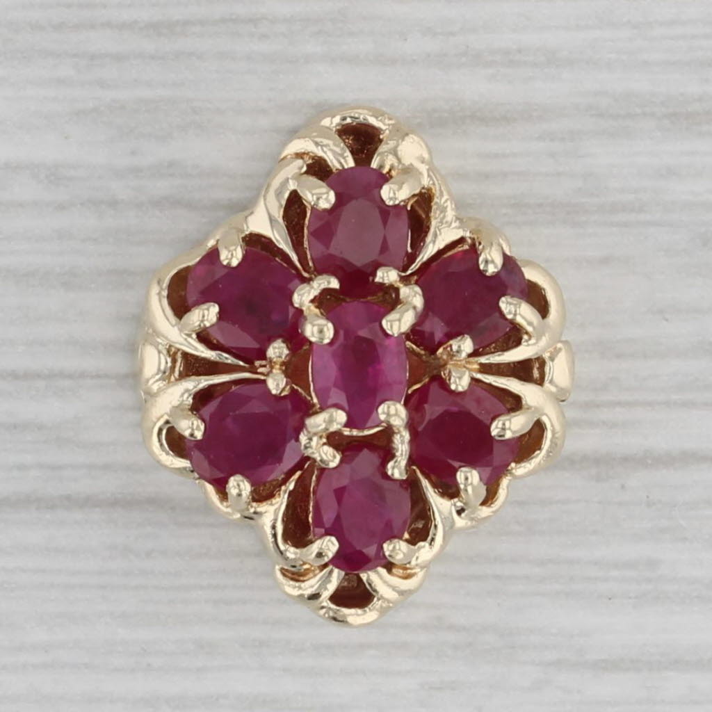 Gray Richard Klein 1.75ctw Ruby Cluster Flower Slide Bracelet Charm 10k Yellow Gold