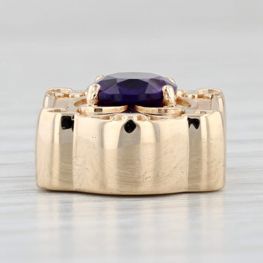 Light Gray 1.13ct Amethyst Slide Bracelet Charm 14k Yellow Gold Vintage Daffer