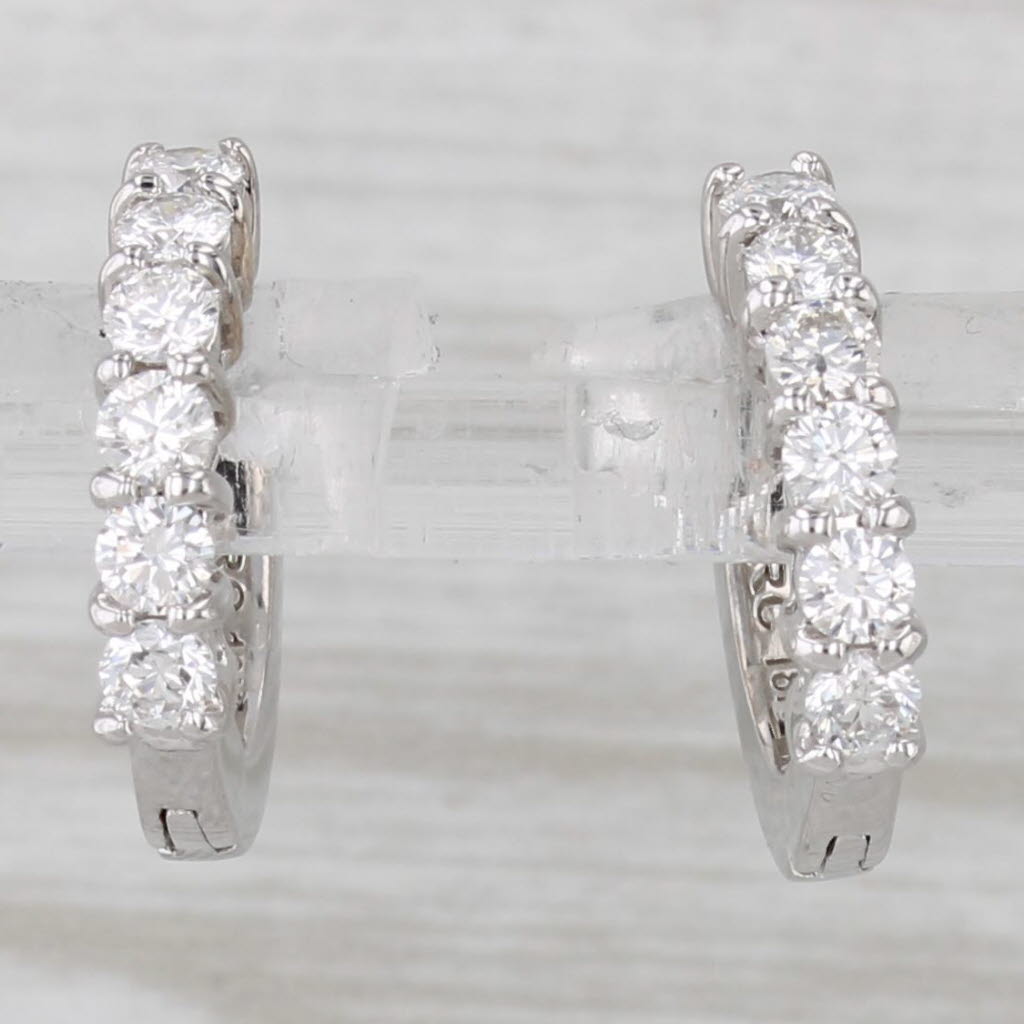 Gray Roberto Coin 0.70ctw Diamond Hoop Earrings Box 18k Gold Single Line Oval Hoops