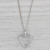 033ctw Diamond Open Heart Pendant Necklace 14k White Gold Curb Chain 18"