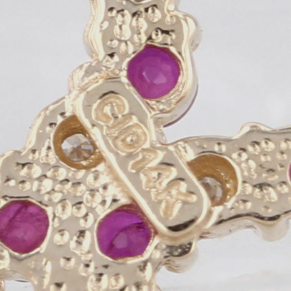 0.74ctw Ruby Diamond Open Heart Pendant 14k Yellow Gold