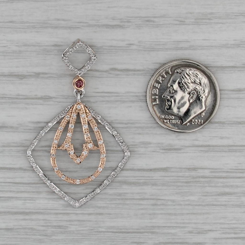 0.20ctw Diamond Pink Tourmaline Pendant 14k Rose White Gold