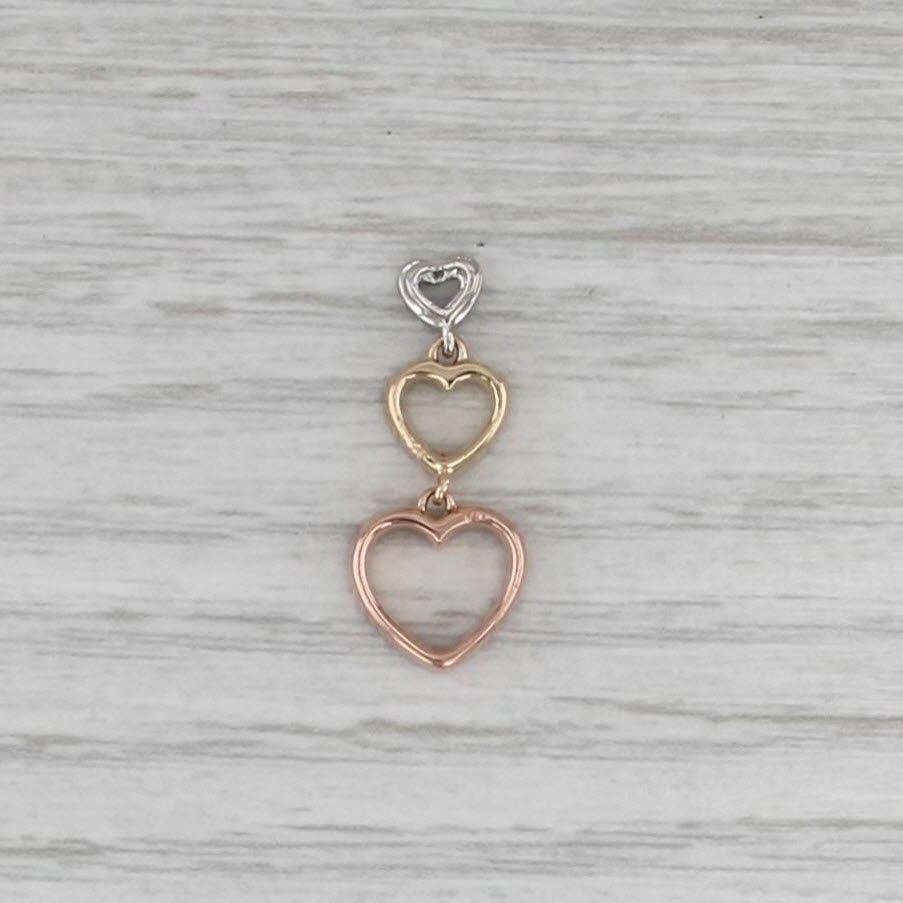 0.14ctw Diamond Journey Hearts Pendant 14k White Yellow Rose Gold Drop