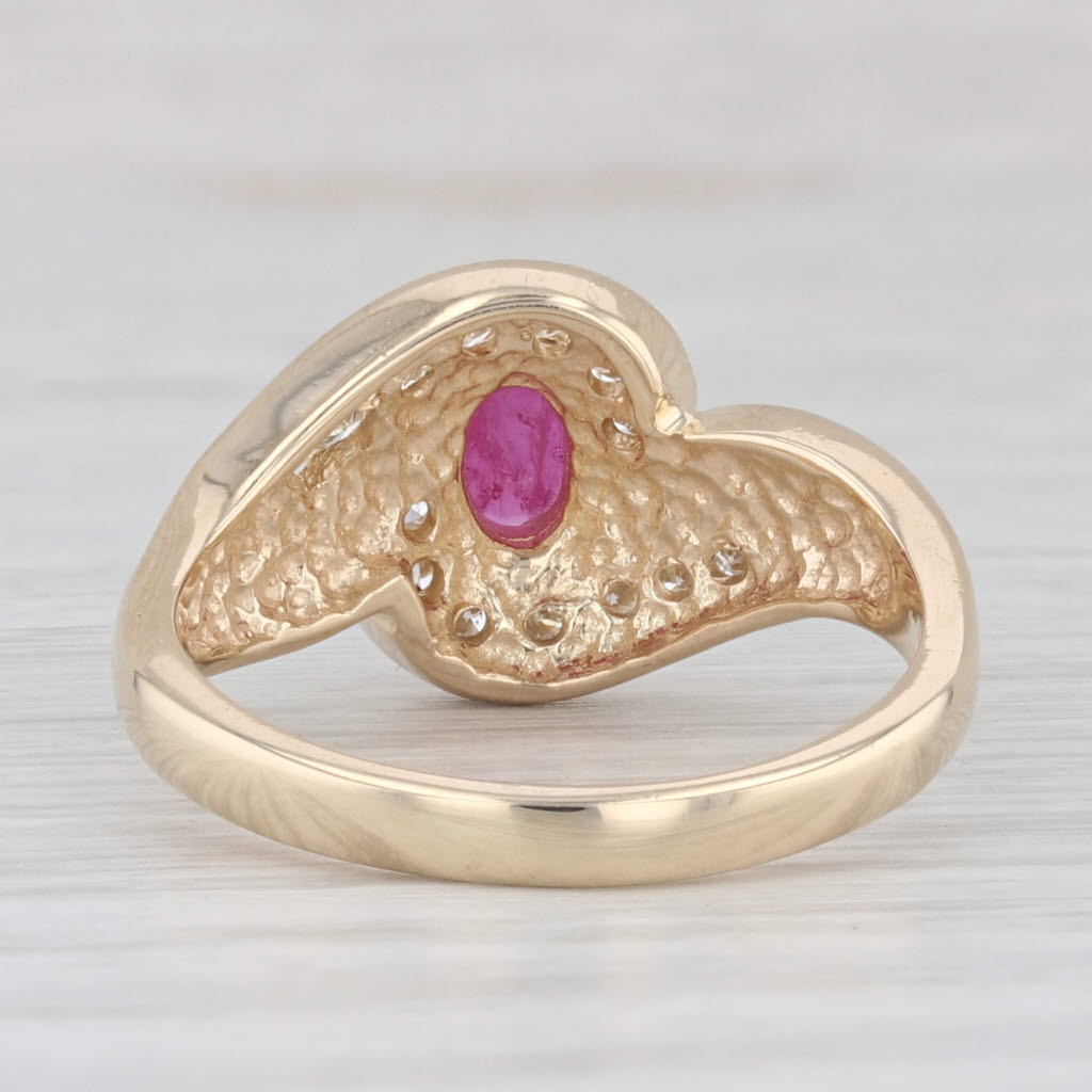 Light Gray 0.70ctw Ruby Diamond Bypass Ring 14k Yellow Gold Size 7.25