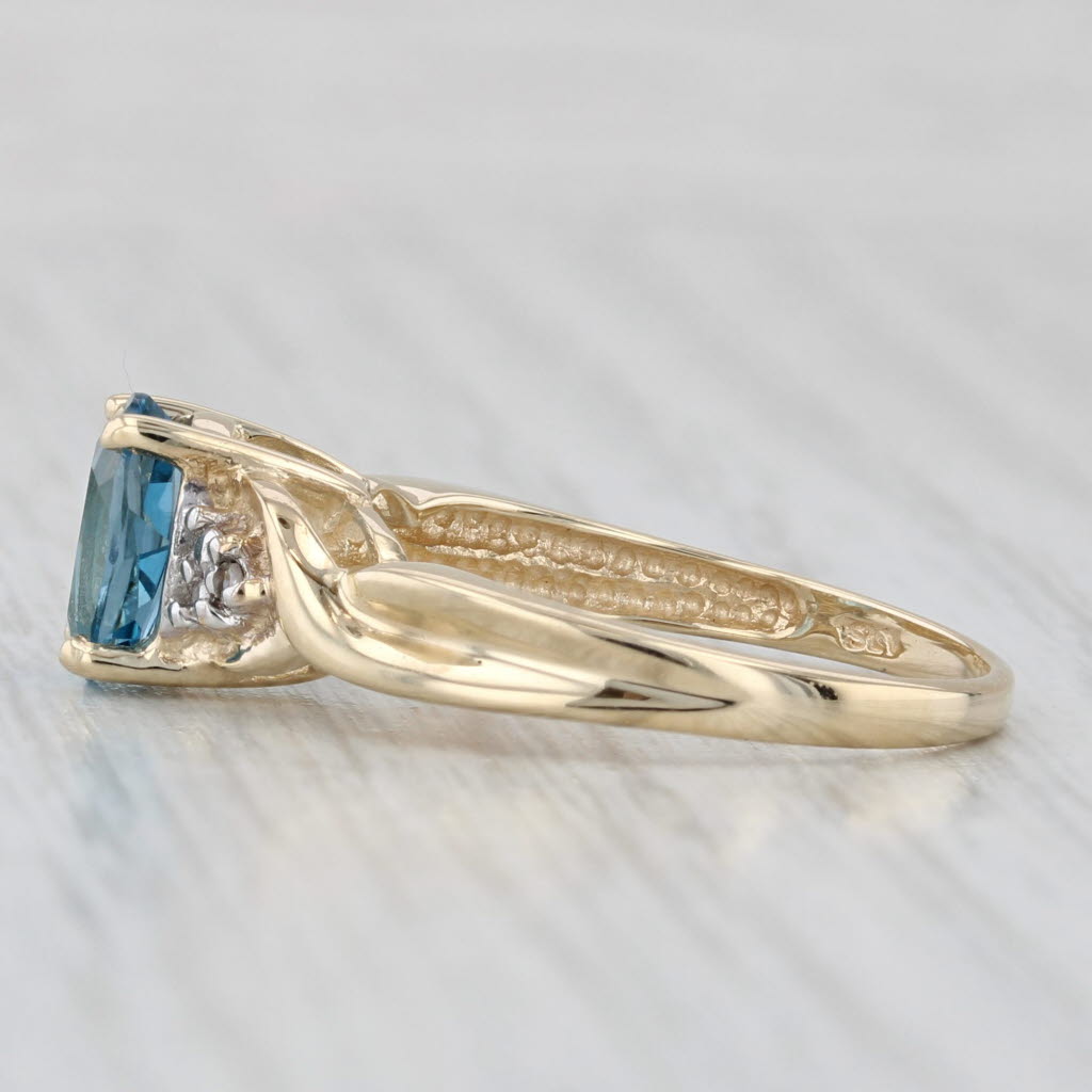 Light Gray 1.40ct Oval London Blue Topaz Diamond Ring 10k Yellow Gold Size 7