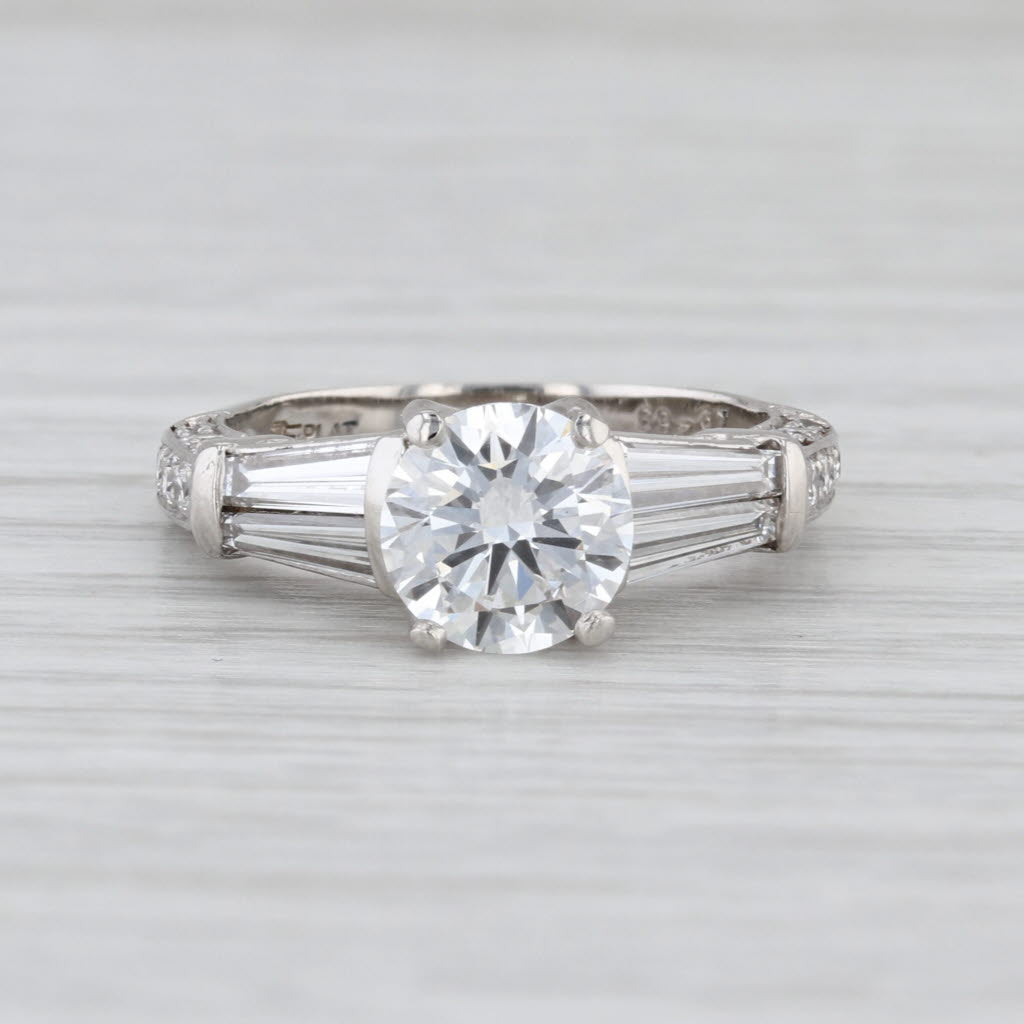 IGI 3.07ctw Round Lab Grown Diamond Engagement Ring Platinum Size 6