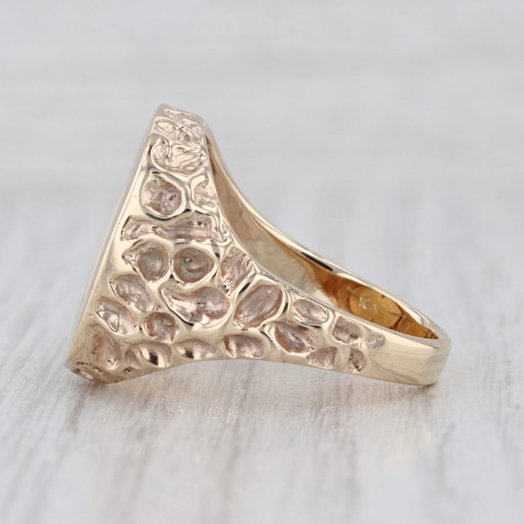 1899 $2.5 900 Gold Coin Nugget Ring 10k Yellow Gold Size 10.75 Signet
