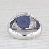 Lab Created Star Sapphire Ring 18k White Gold Size 5.5 Oval Cabochon Solitaire