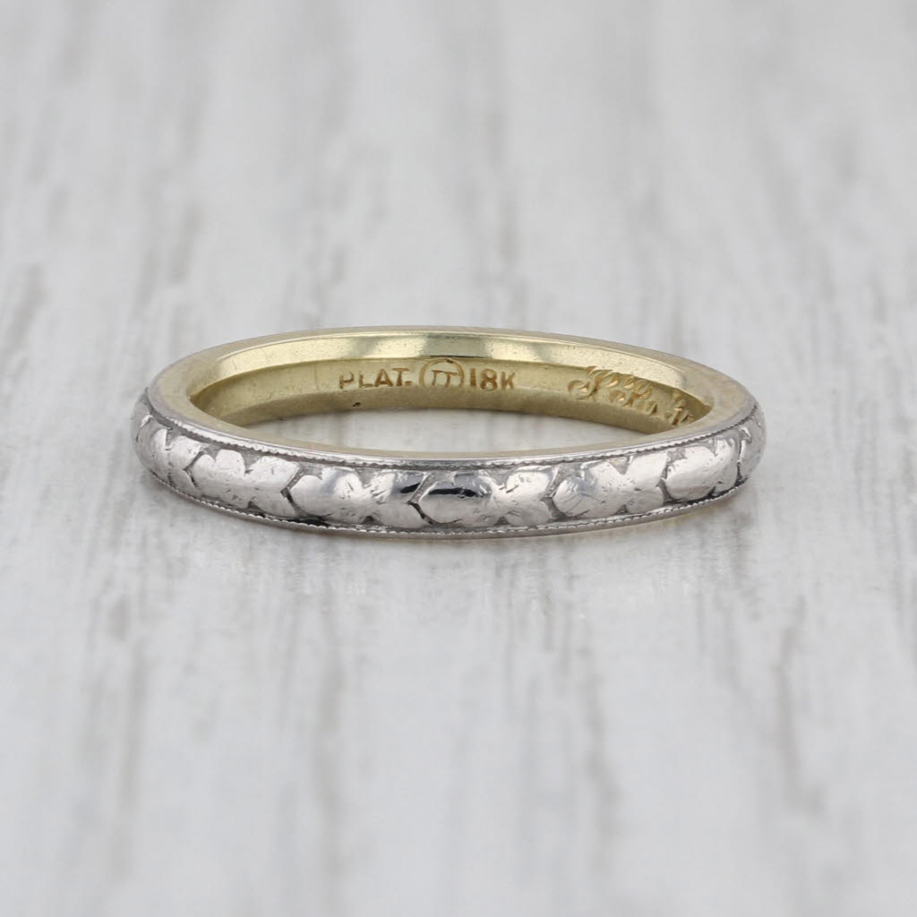 Antique Traub Ornage Blossom Wedding Band 18k Gold Platinum 1920s Ring