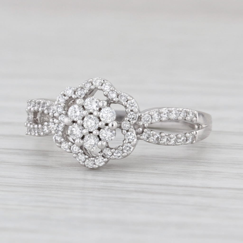 0.33ctw Diamond Cluster Engagement Ring 14k White Gold Size 5