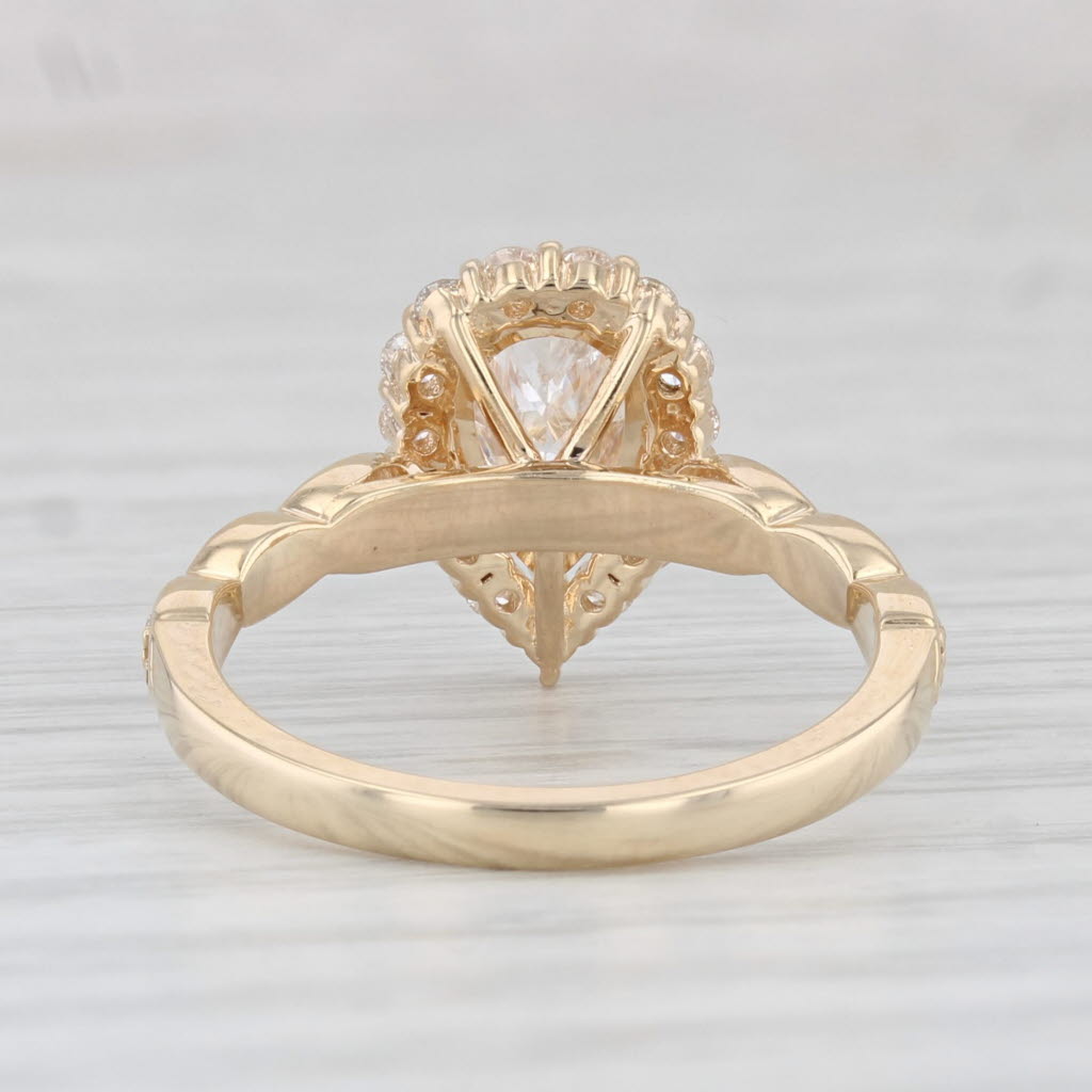 Light Gray New 1.44ctw Pear Diamond Halo Engagement Ring 14k Yellow Gold EGL USA Size 6.5