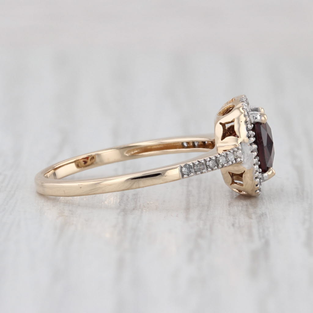 1.76ctw Garnet Diamond Halo Ring 14k Yellow Gold Size 7.25