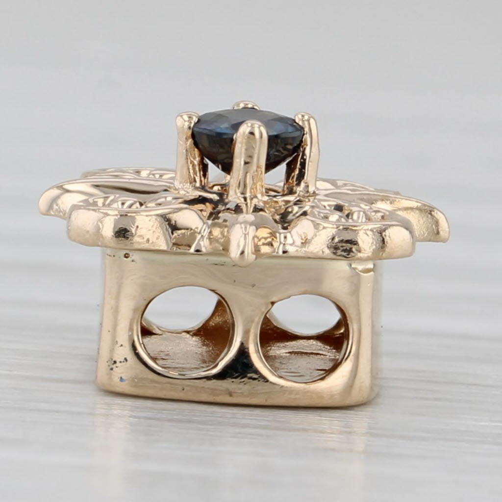 0.16ct Sapphire Flower Slide Bracelet Charm 14k Yellow Gold Vintage Old Victoria