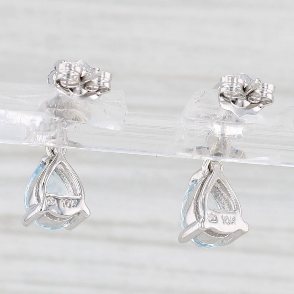 Light Gray 1.46ctw Tanzanite Aquamarine Dangle Earrings 10k White Gold Drops