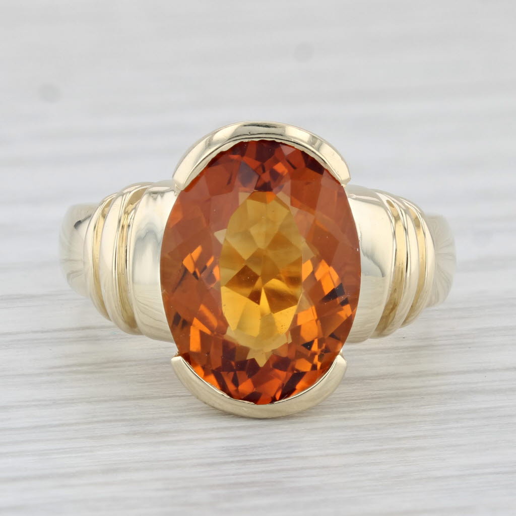 Light Gray 5.75ct Orange Citrine Oval Solitaire Ring 14k Yellow Gold Size 6.5