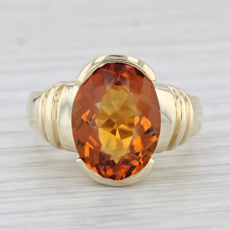 5.75ct Orange Citrine Oval Solitaire Ring 14k Yellow Gold Size 6.5