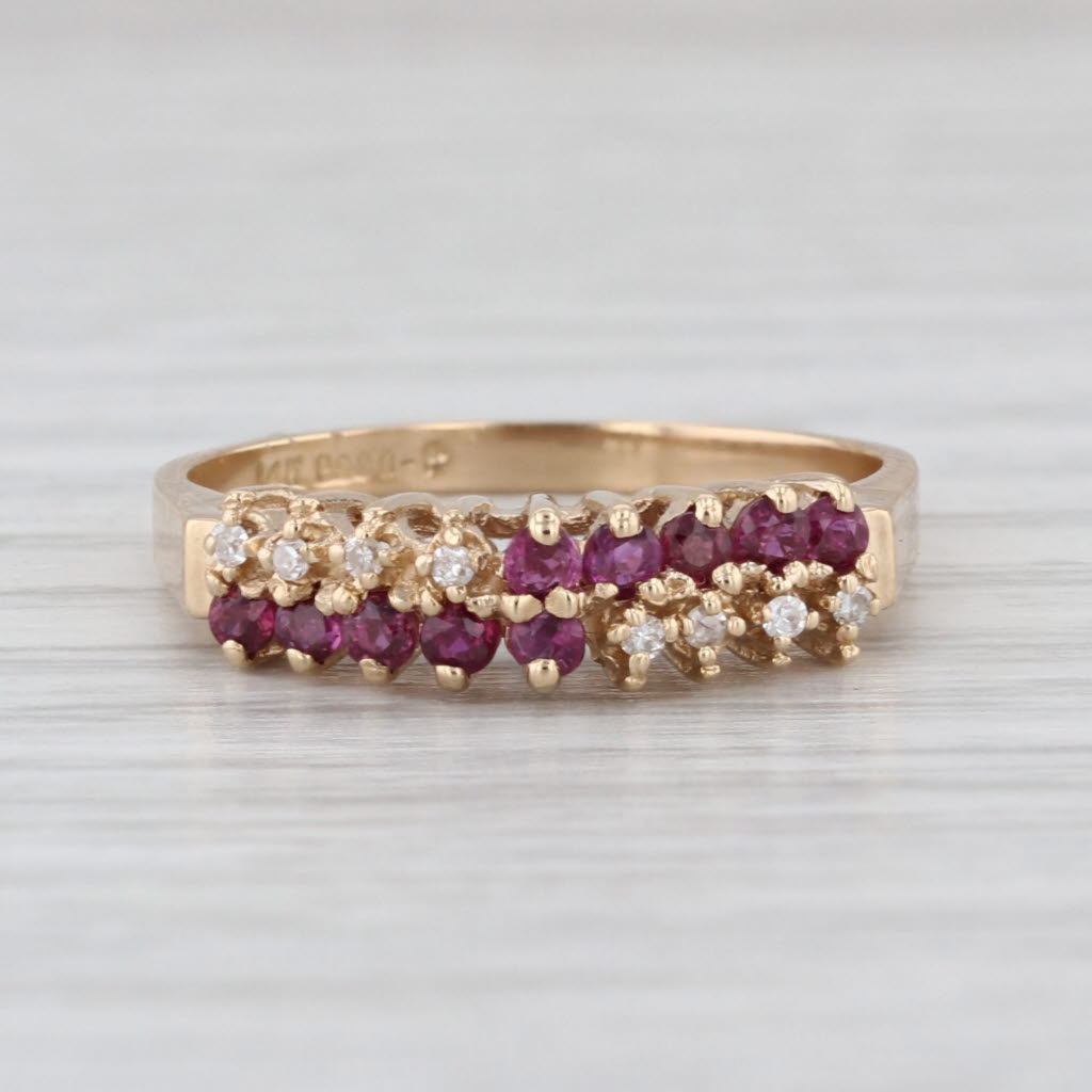 0.32ctw Ruby Diamond Ring 14k Yellow Gold Size 6.75 Stackable Tiered