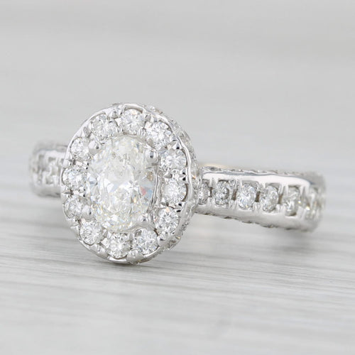 Light Gray 1.50ctw Oval Diamond Halo Engagement Ring 14k White Gold Size 4.5