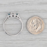 Gray 0.50ctw White Blue Diamond 3-Stone Ring 14k White Gold Size 6 Engagement